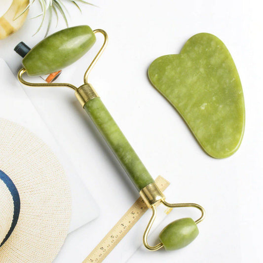 Jade Roller & Gua Sha Scraper Set - Glowing Skin Essentials!