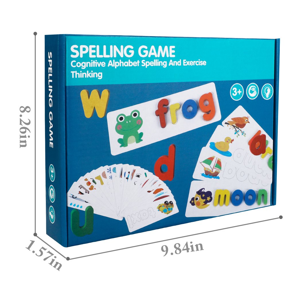 Wooden Spelling Words Flash Cards Activity Game