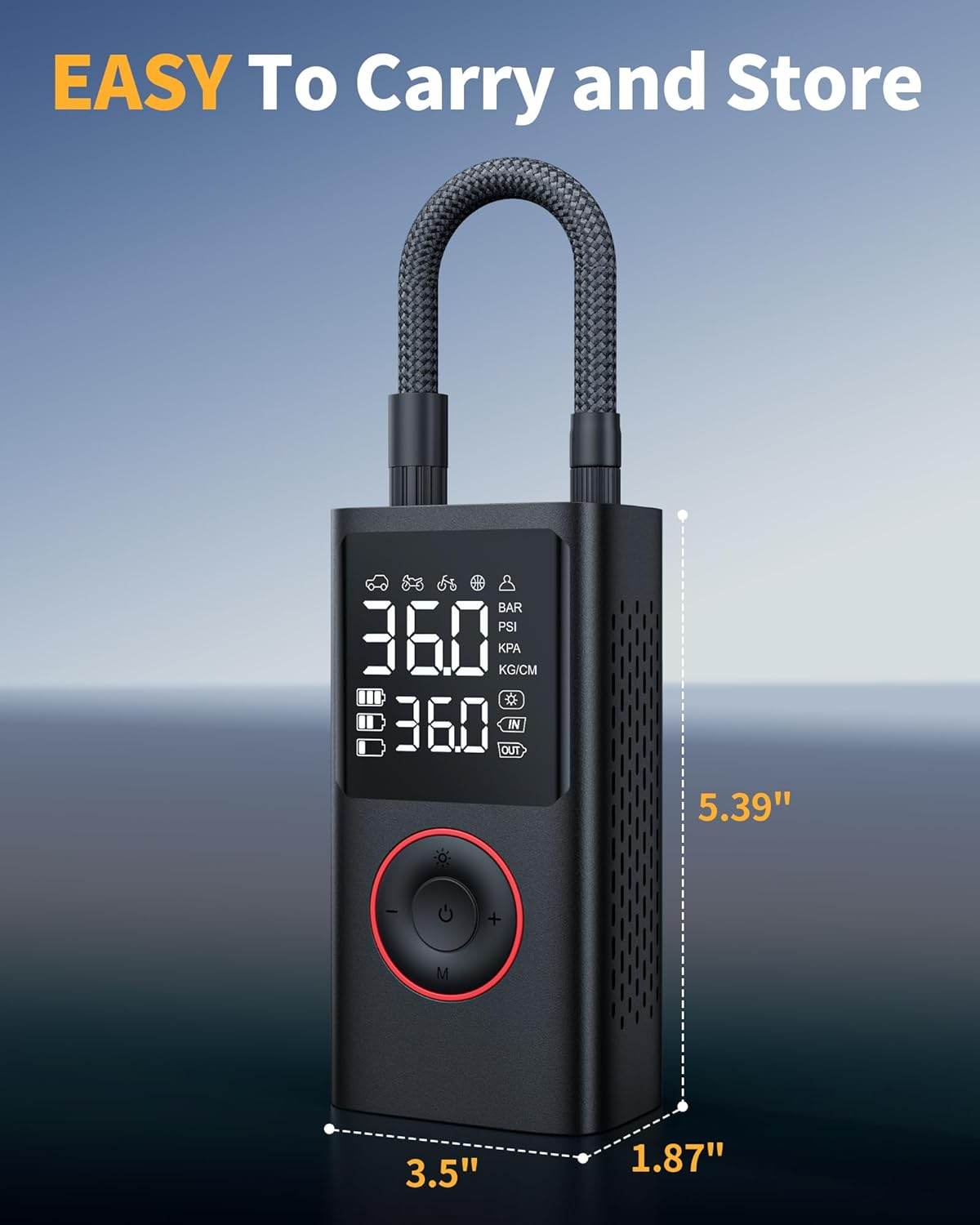 Cordless Tire Inflator - Portable Air Pump with LED & Digital Display 150 PSI