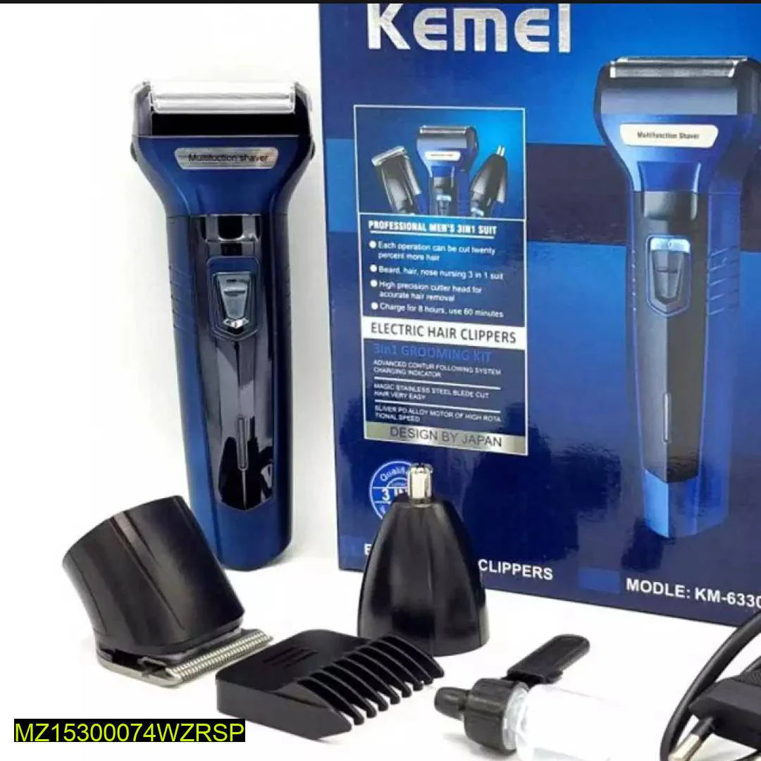 Kemei KM-6330 3-in-1 Electric Shaver & Grooming Kit for Men