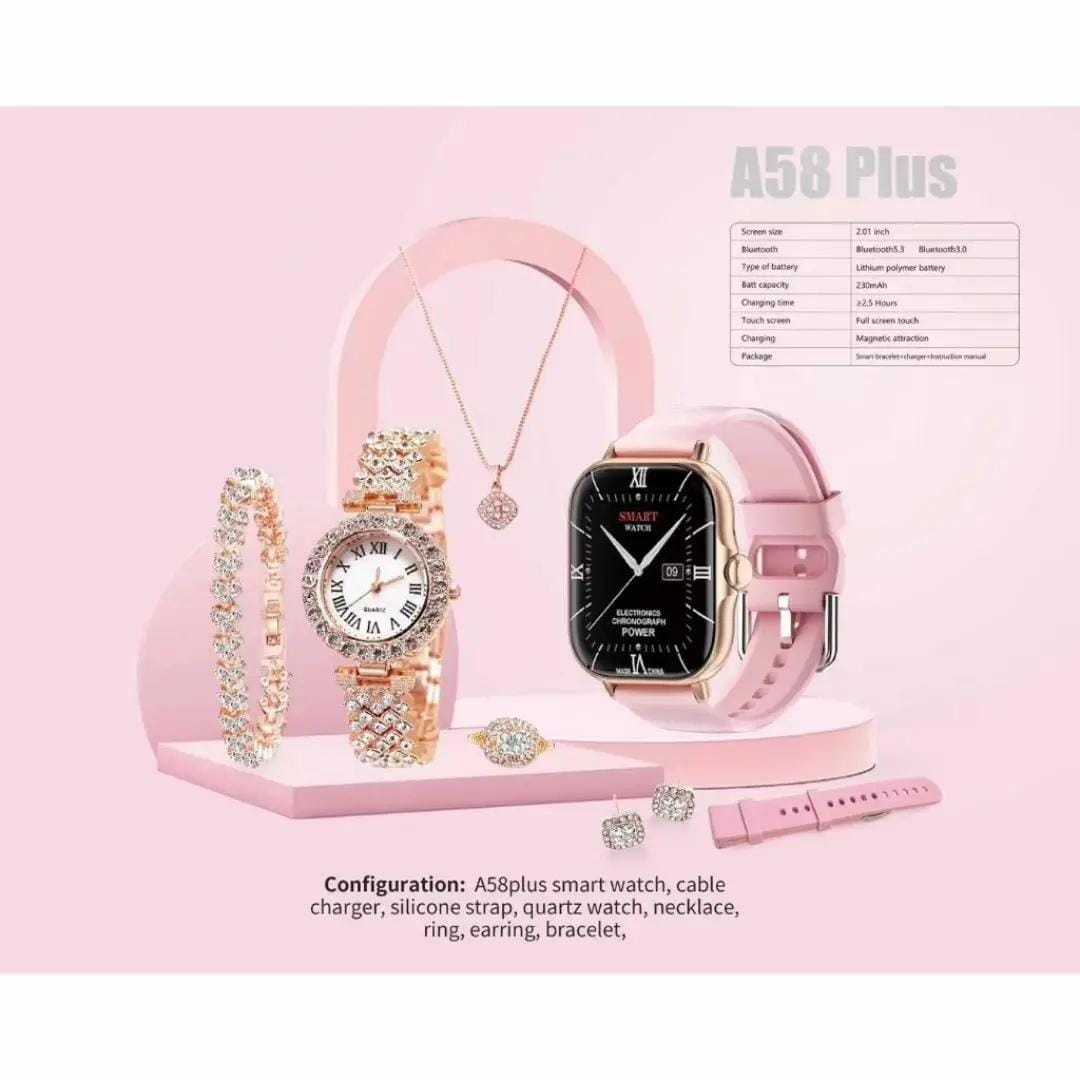 A58 Plus Luxury Smartwatch &amp; Jewelry Gift Set